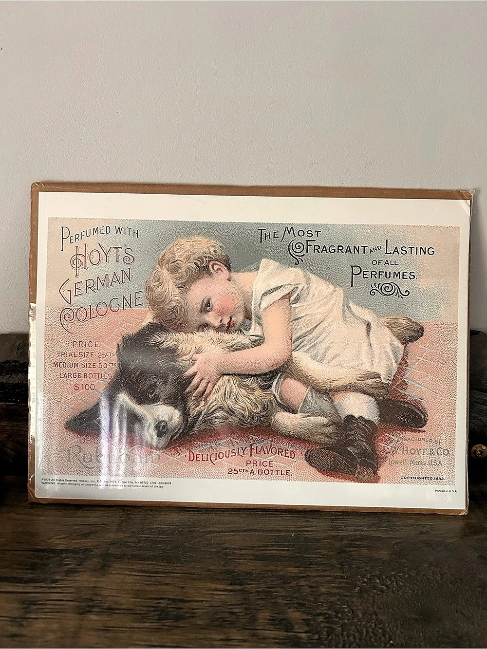 Vintage 1976 Hoyt’s German Cologne Ad Poster Reproduction – Girl with Dog 1892